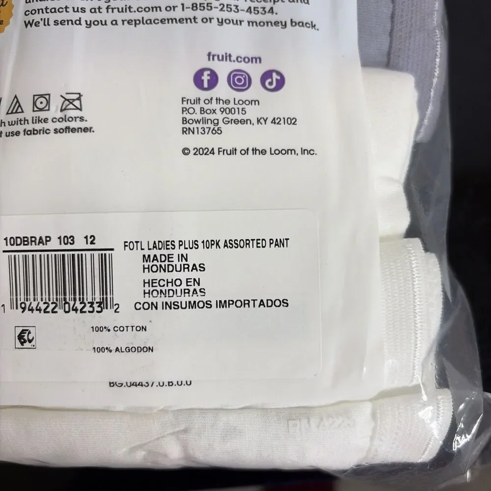 Fruit of the Loom Fit for Me 10 Cotton Briefs Size 12 / 4X 26-28 Multicolor NEW